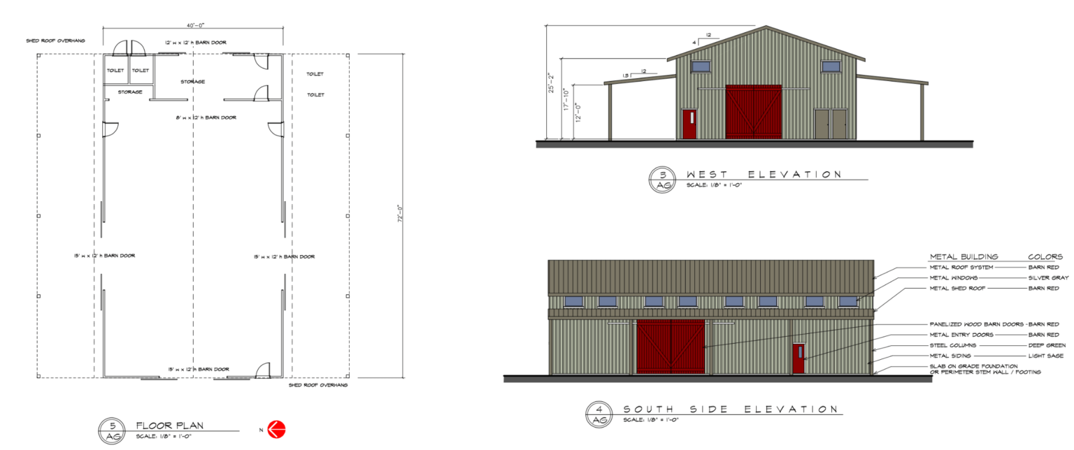 Ag building floor plan & elevations